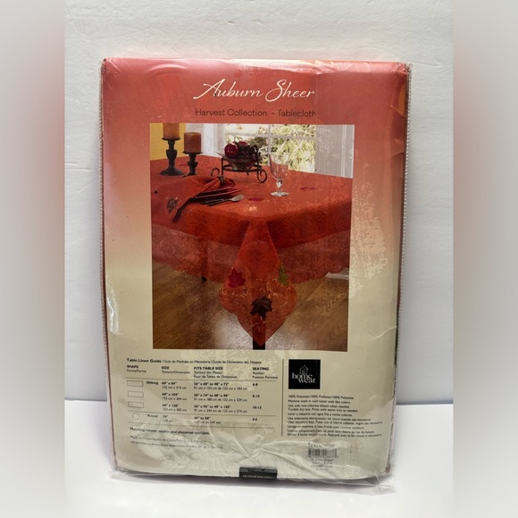 Auburn Sheer “ Spice” Harvest Collection Oblong Tablecloth Fall Thanksgiving - Picture 3 of 5